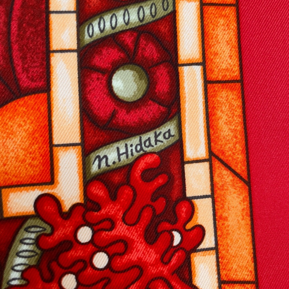 RARE! NOWT Hermes Scarf "Lumbers de Paris" in Red - Picture 6 of 13